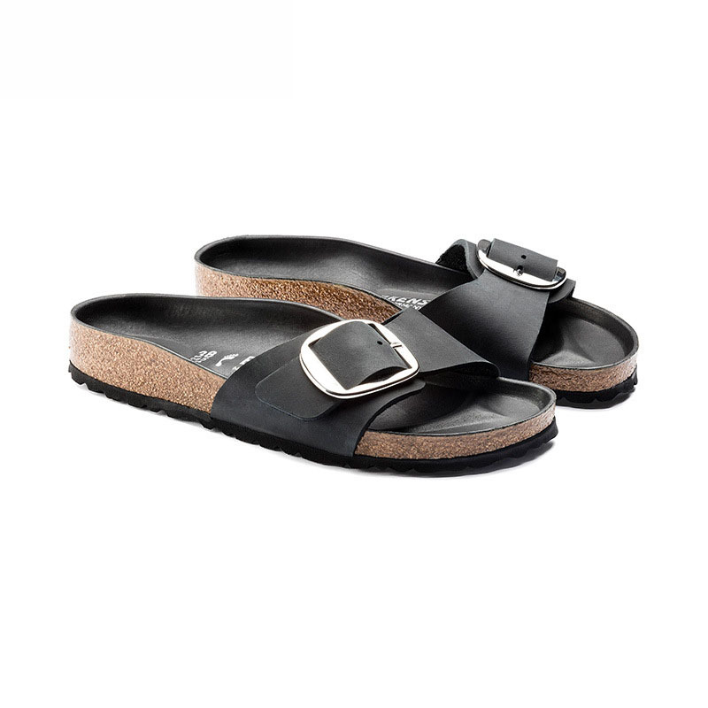 Zwarte Slippers Madrid Big Buckle  | Dames Slippers